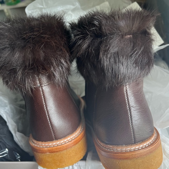NWT Botkier Mocha Winter Combat Genuine Leather & Fur Lace Up Boots - Sise 7.5 - Picture 7 of 12